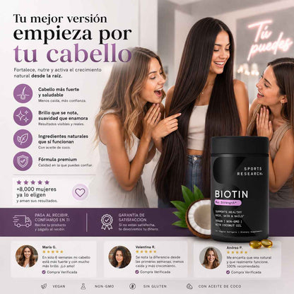 Suplemento De Biotina Sports Research 💊🥥