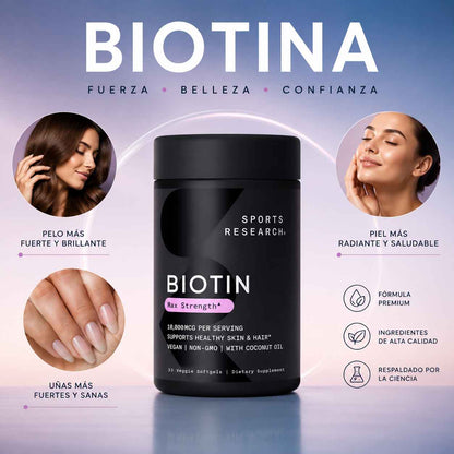 Suplemento De Biotina Sports Research 💊🥥