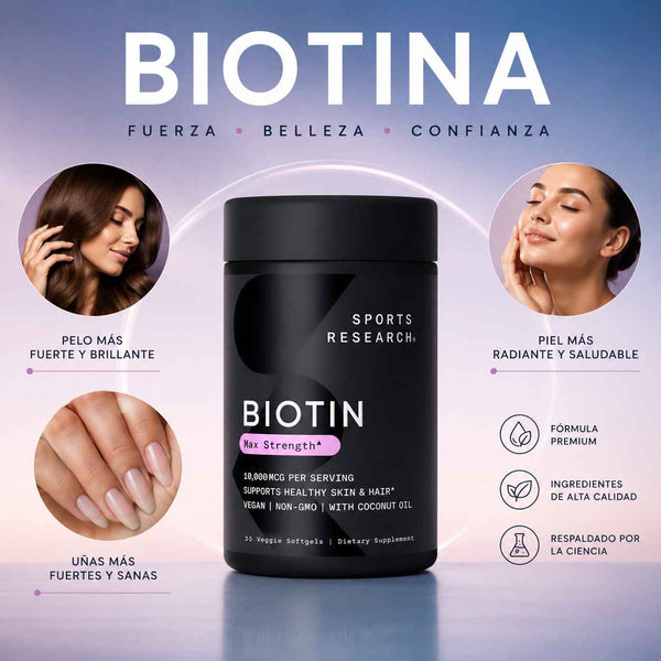 Suplemento De Biotina Sports Research 💊🥥